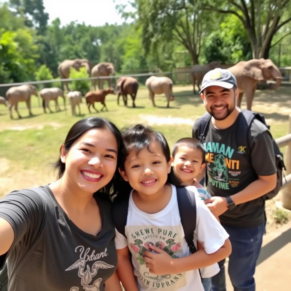Keluarga kecil menikmati Taman Safari Bogor