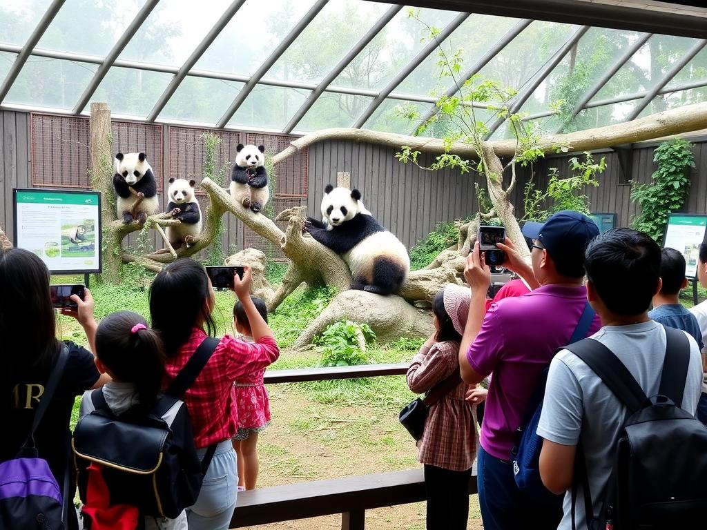 Pengunjung menikmati Istana Panda di Taman Safari Bogor