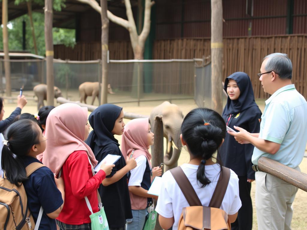 Rombongan sekolah menikmati Taman Safari Bogor