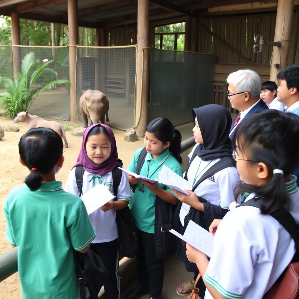Rombongan sekolah study tour di Taman Safari Bogor