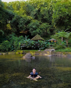 Foto di tengah kolam yang jernih